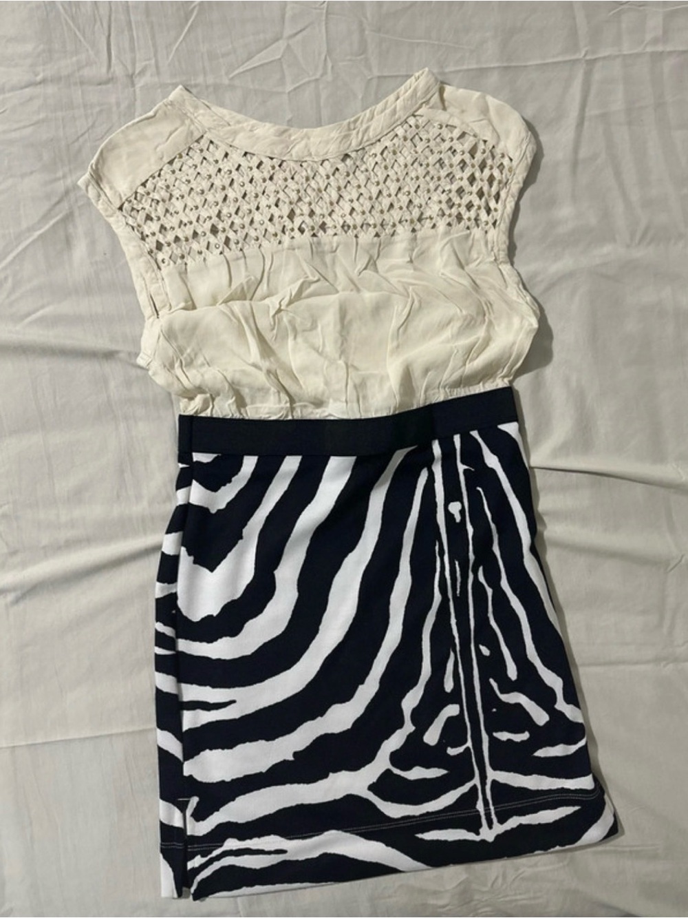 Free People Black and White Zebra Mini Skirt